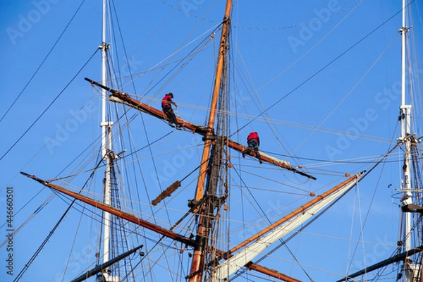 Obraz Tall Ship Mast Crew Rigging Sails 
