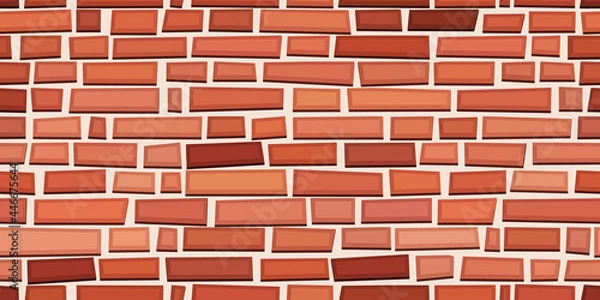 Fototapeta Brick. Brickwork. Seamless pattern of red-brown blocks. Vector illustration of a wall in a flat style.