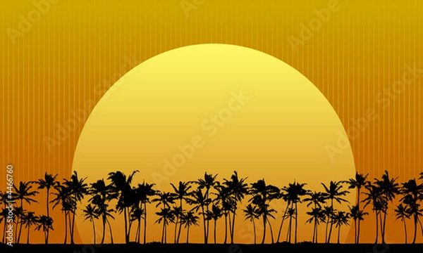 Obraz Sun Setting Behind Palm Trees