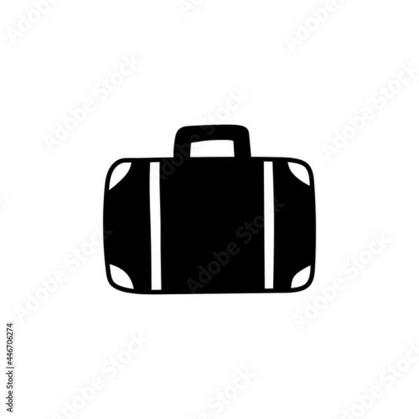 Fototapeta Travel suitcase icon in solid black flat shape glyph icon, isolated on white background 