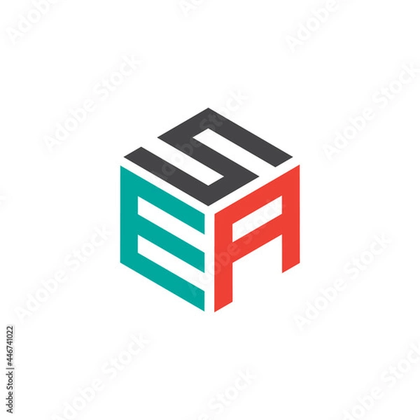 Fototapeta Hexagon logo with the letters SEA design