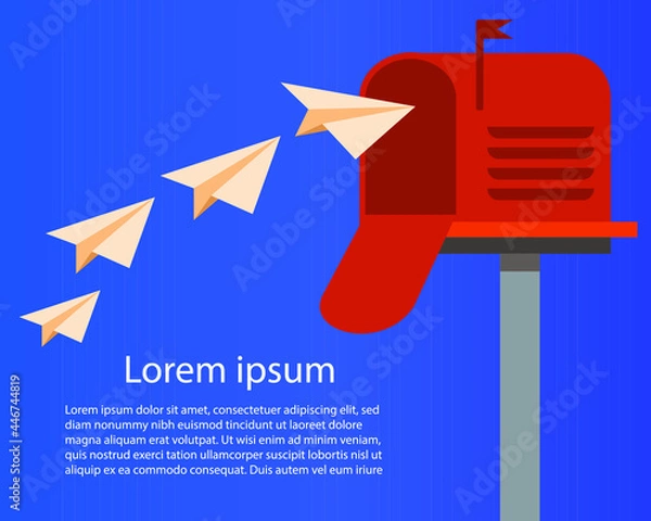 Fototapeta Mail box with paper aeroplane.