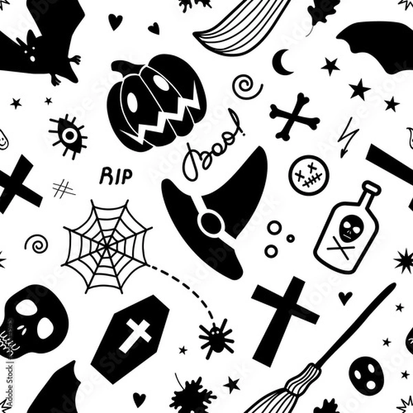 Fototapeta Spooky Halloween seamless background pattern