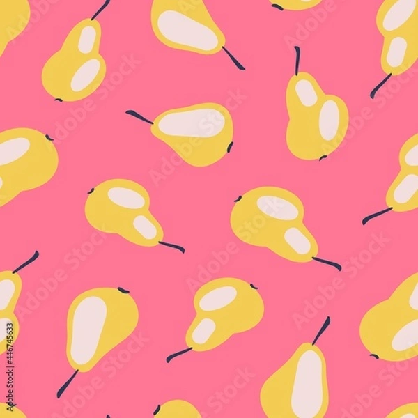 Fototapeta Seamless vector pattern, sweet pears on pink.