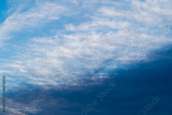 Fototapeta Beautiful blue sky with dark clouds. Daytime sky