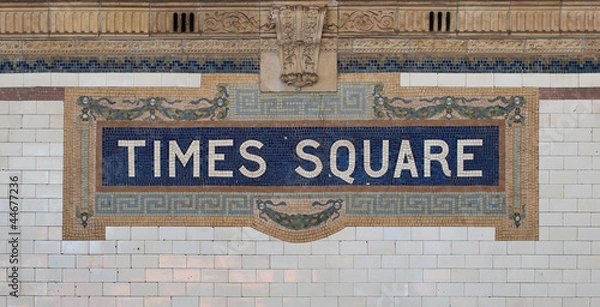 Fototapeta Times Square - New York city subway sign tile pattern