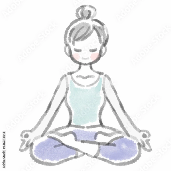 Fototapeta 結跏趺坐の女性　ヨガ
