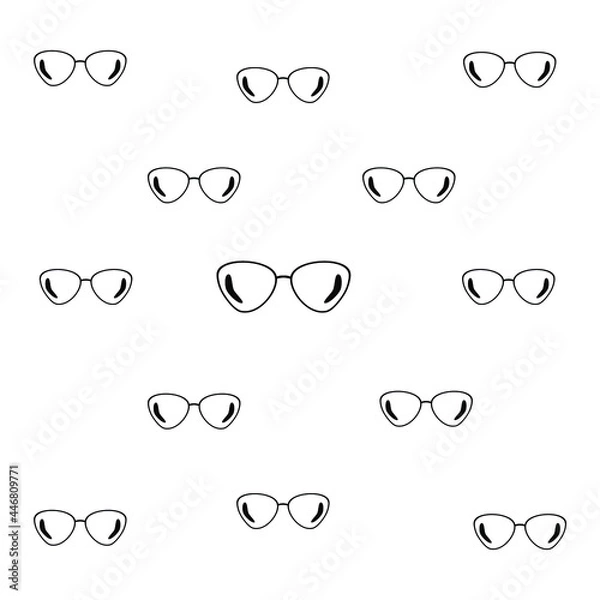 Obraz Vector pattern with eyeglasses, isolated on a white background.Doodle seamless pattern.