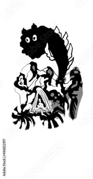 Obraz black and white wolf