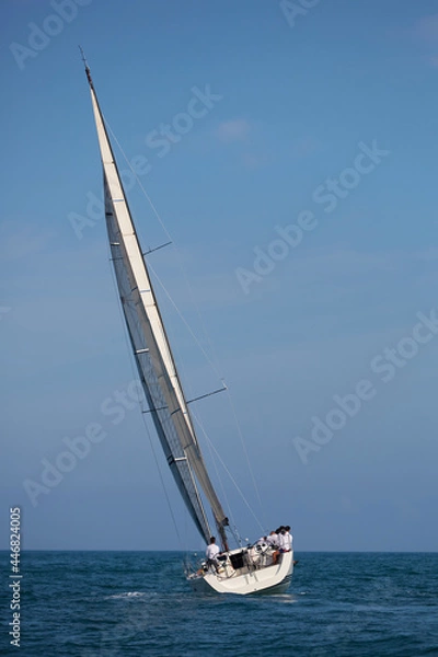 Obraz sailing yacht regatta. Sailing yachts are competing. Cruising sailing yachts.