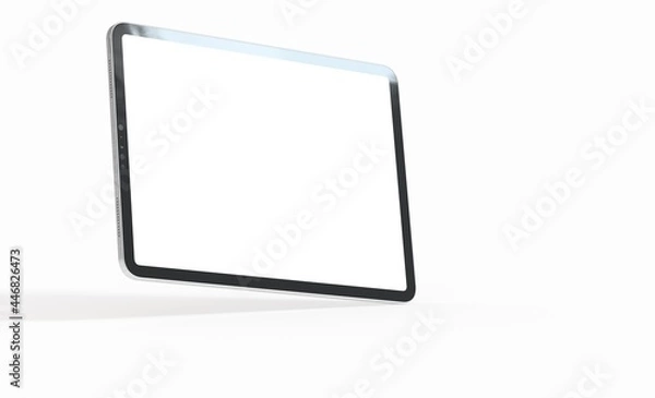 Fototapeta 3D tablet with empty screen isolated digital white