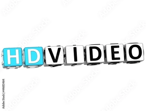 Fototapeta 3D HD Video Button Click Here Block Text