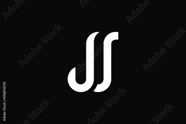 Fototapeta SJ logo letter design on luxury background. JS logo monogram initials letter concept. SJ icon logo design. JS elegant and Professional letter icon design on black background. J S SJ JS