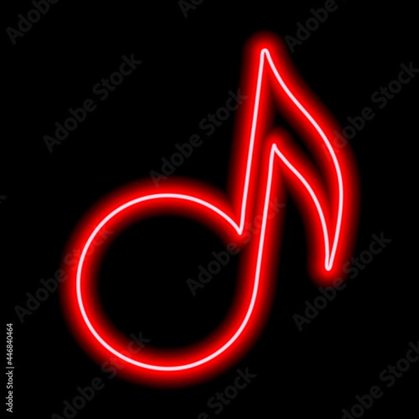 Fototapeta Red neon note sign on a black background