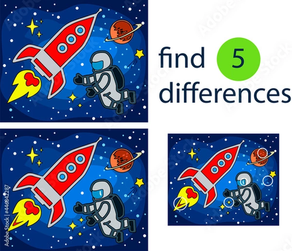 Fototapeta find differences education game, space
