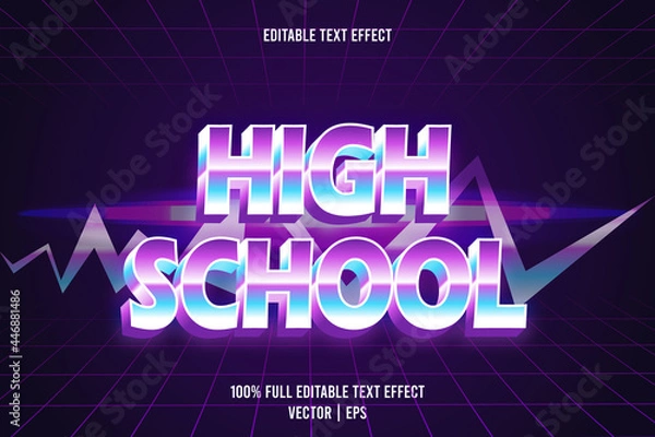 Obraz High school editable text effect 3 dimension emboss retro style