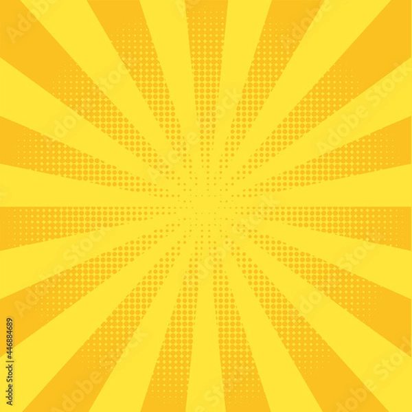 Fototapeta 集中線四角フレーム　黄色　背景素材　ドット柄