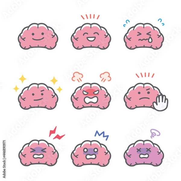 Fototapeta 人間の脳の喜怒哀楽に関する表情セット