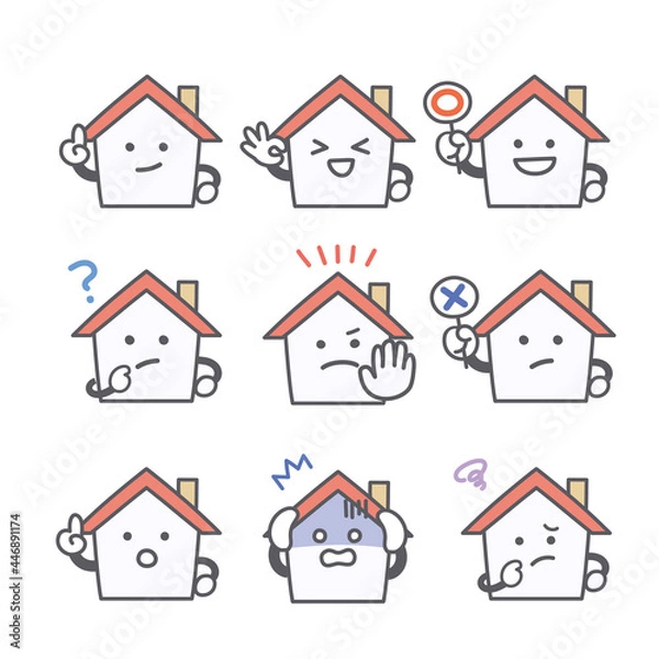 Obraz 家のキャラクターの喜怒哀楽に関する表情セット