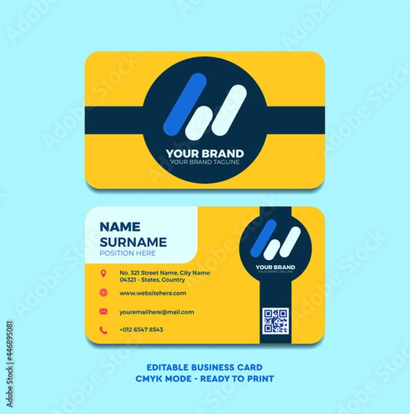 Obraz Bussines Card Template Ready to Print Yellow Blue