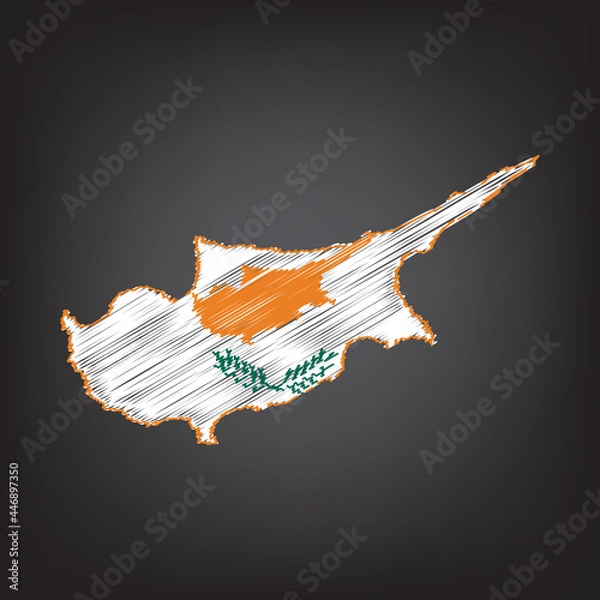 Obraz Scribble map of Cyprus. Sketch Country map colors for infographic , brochures and presentations. Vector illustration eps 10.