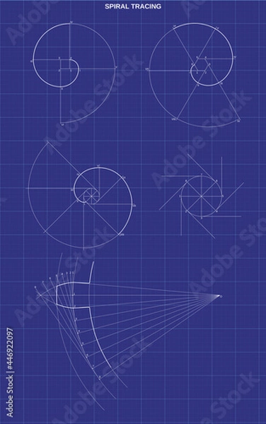 Fototapeta spiral tracing on technic background