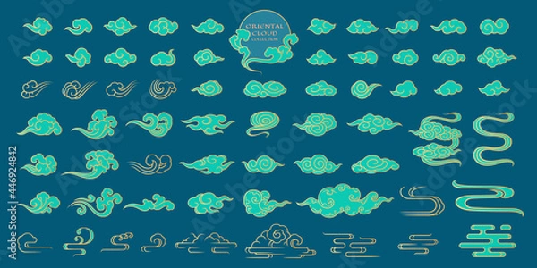 Obraz Chinese cloud element filled outline solid vector illustration