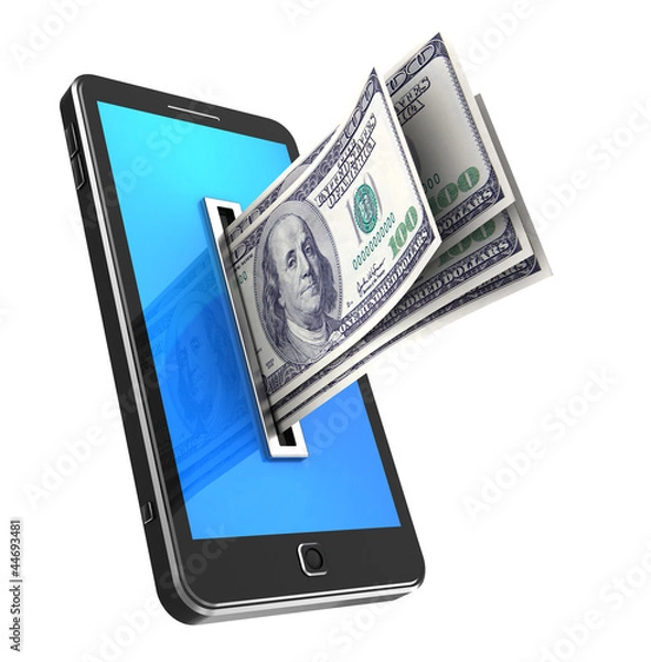 Fototapeta Cellphone with dollars