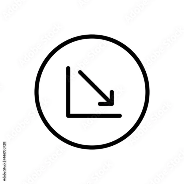 Fototapeta Down chart icon vector line rounded style