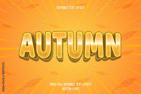Fototapeta Autumn editable text effect 3 dimension emboss cartoon style