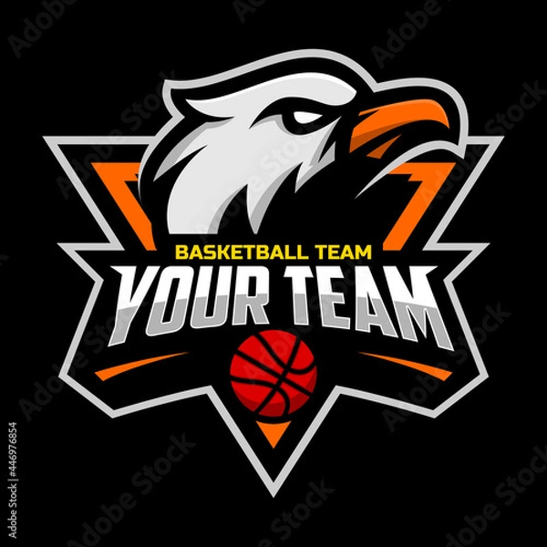 Fototapeta Eagle mascot for a basketball team logo. Vector illustration. Great for team or school mascot or t-shirts and others.