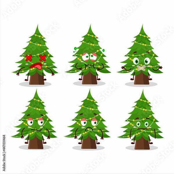 Obraz Christmas tree cartoon character with nope expression