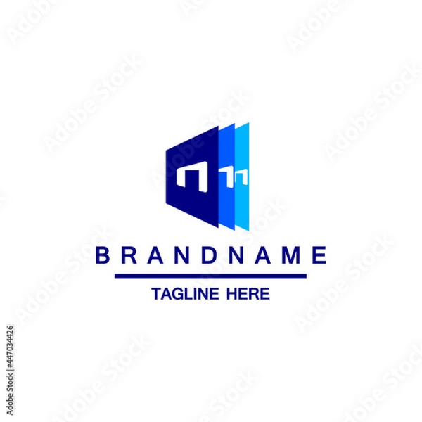 Fototapeta Digital Book and N Book Vector Concept Logo with Initial N letter and Pixel element