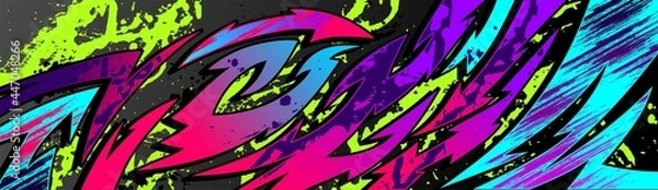 Fototapeta Abstract Car decal design vector. Graphic abstract stripe racing background kit designs for wrap vehicle, race car, rally, adventure and livery