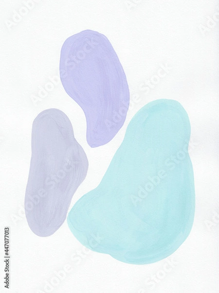 Fototapeta Abstract handmade gouache background in mint, lilac and grey colors on the white background. The texture of watercolor paper. Picturesque paint strokes
