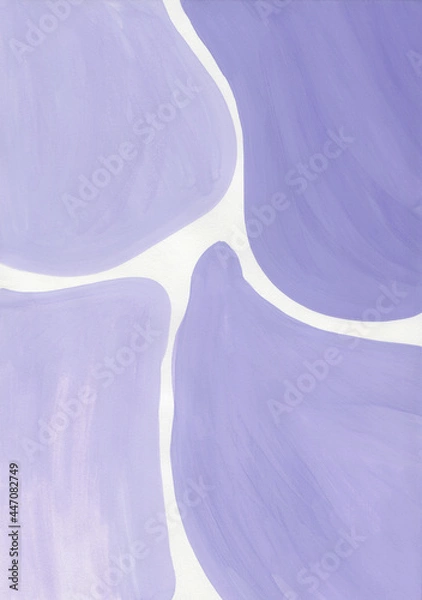 Fototapeta Abstract handmade gouache background in lilac color on the white background. The texture of watercolor paper. Picturesque paint strokes