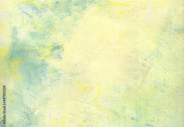 Fototapeta Art background abstraction for design and decoration. The background is painted with blue, yellow and vanilla acrylic paints.