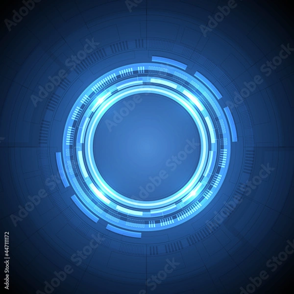 Fototapeta Abstract overlap circle digital background, smart lens technology with light effect