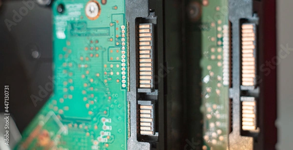 Fototapeta Close up of SATA hard drives.