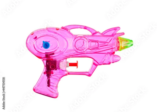 Obraz futuristic pink water gun toy isolated on white background