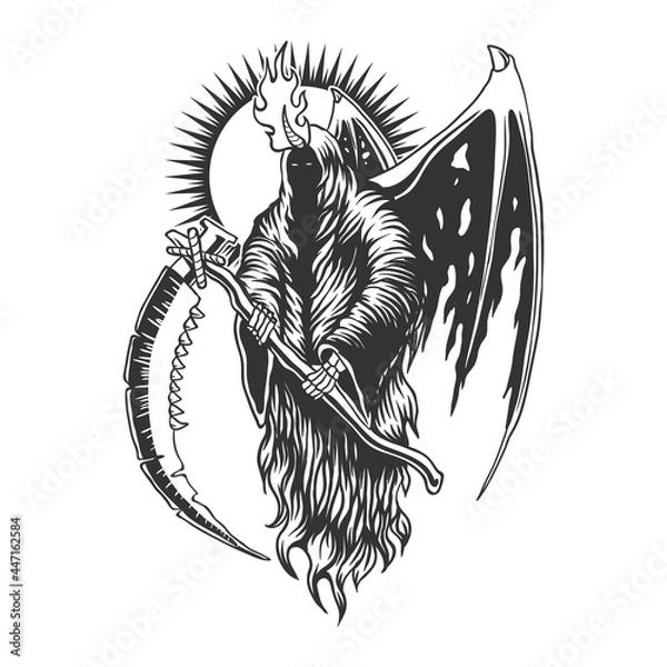 Fototapeta Reaper devil wing vector illustration