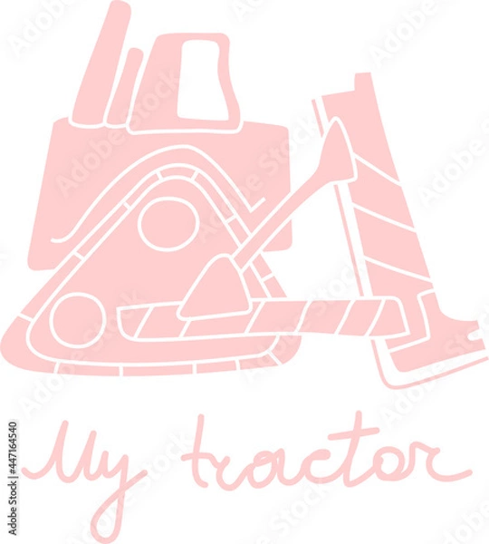 Obraz Funny tractor with sign Tractor. Vector design element. Cute vector illustration.