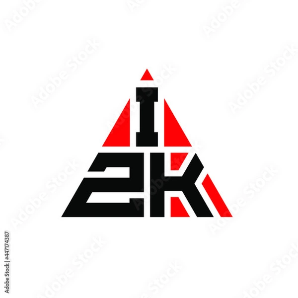 Obraz IZK triangle letter logo design with triangle shape. IZK triangle logo design monogram. IZK triangle vector logo template with red color. IZK triangular logo Simple, Elegant, and Luxurious Logo. IZK 