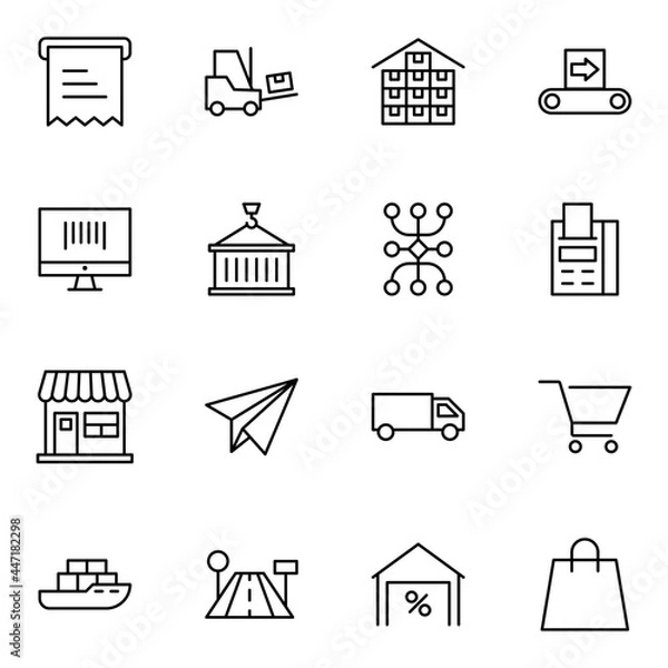 Fototapeta Commerce line icon set.