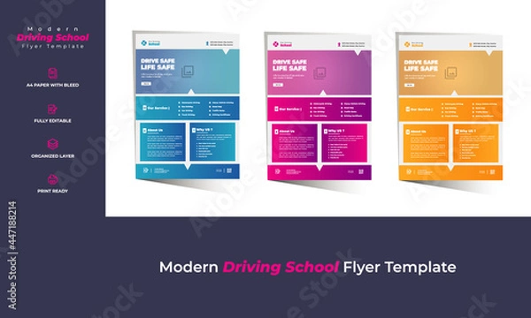 Obraz Modern Driving School Flyer Template