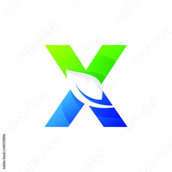 Fototapeta Letter Leaf Logo design