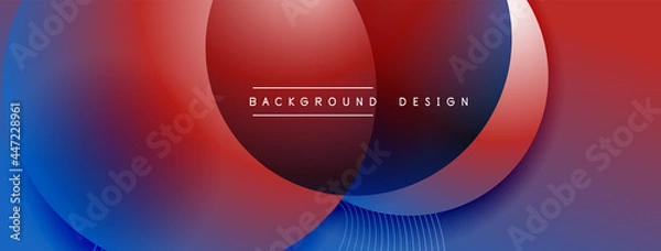 Obraz Gradient circles with shadows. Vector techno abstract background. Modern overlapping forms wallpaper background, design template