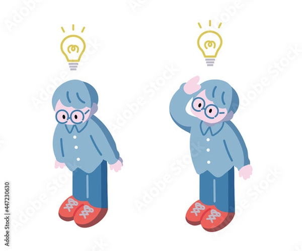 Fototapeta アイソメトリック風　ひらめき男性A