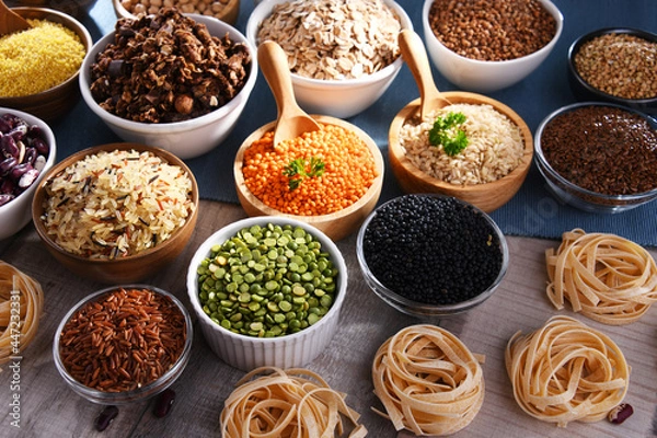 Obraz Composition with different kinds of dry food products