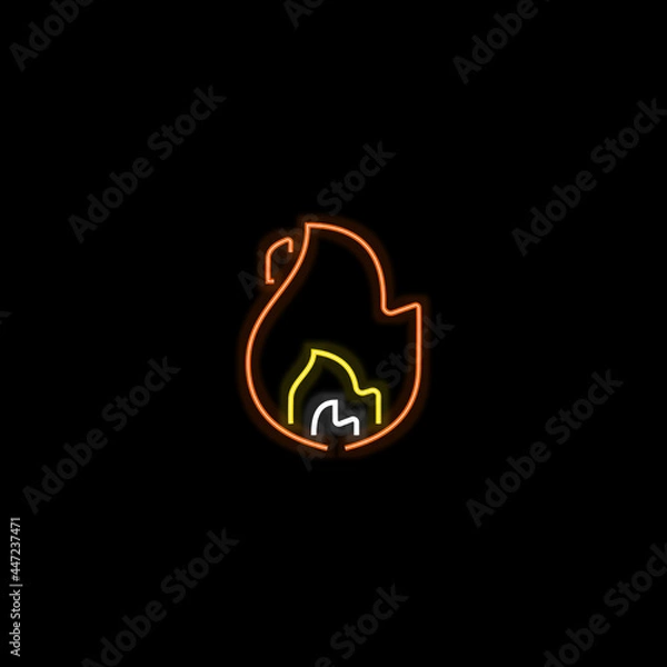 Obraz Fire emoji glowin neon vector illustration